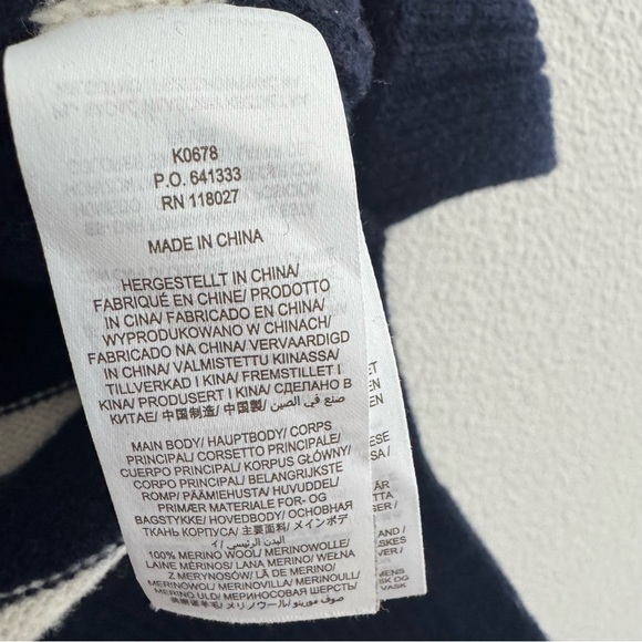 Boden Jessica Navy Blue Oversized High Neck Knit Jumper Sweater Stripe Mock Neck - Picture 11 of 12